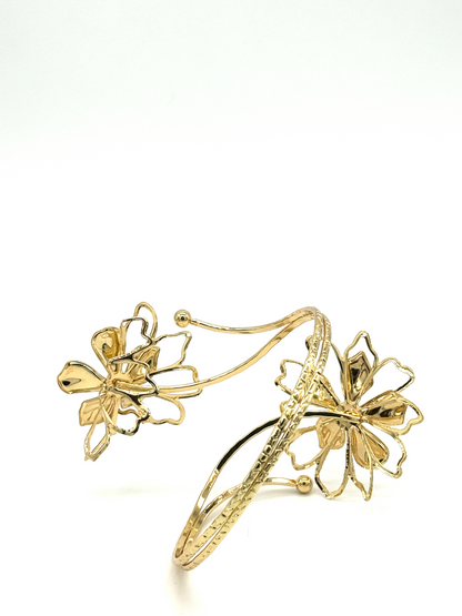 Gold Magnolia Cuff Bracelet