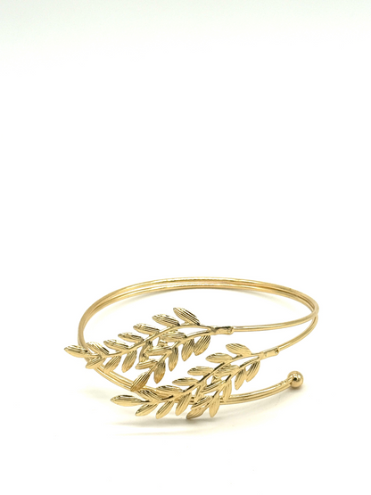 Gold Olive Leaf Wrap Cuff Bracelet