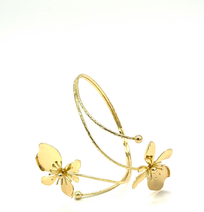 Gold Orchid Cuff Bracelet