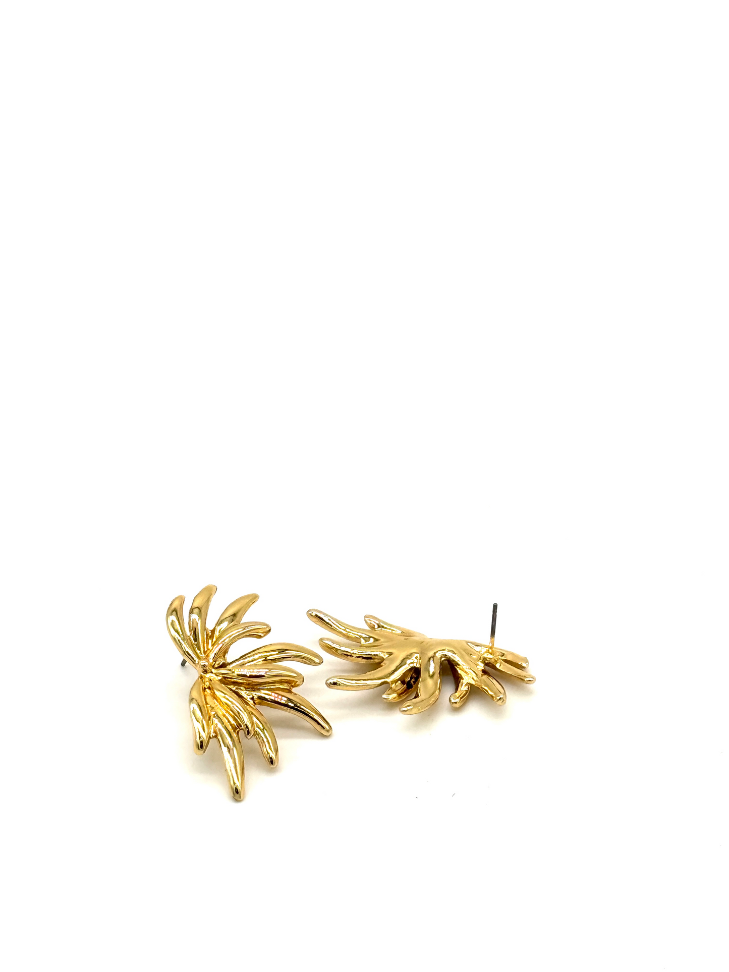 Gold Palm Leaf Stud Earrings