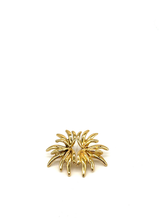 Gold Palm Leaf Stud Earrings