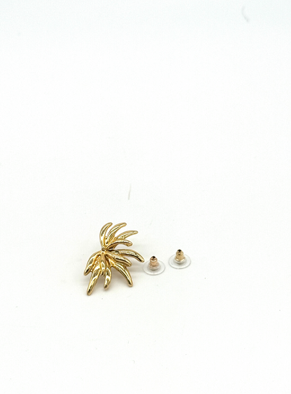 Gold Palm Leaf Stud Earrings