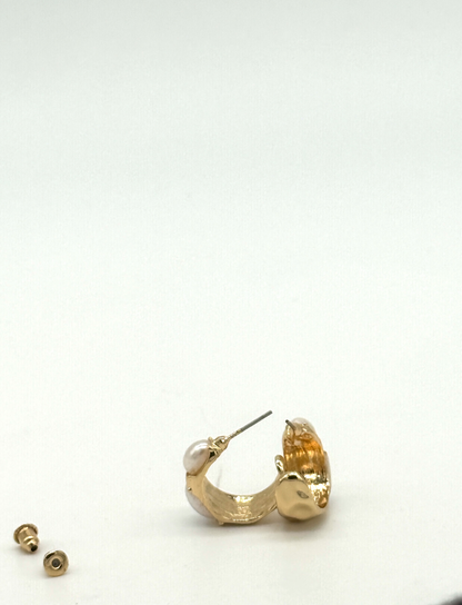 Gold Pearl Wrap Stud Earrings