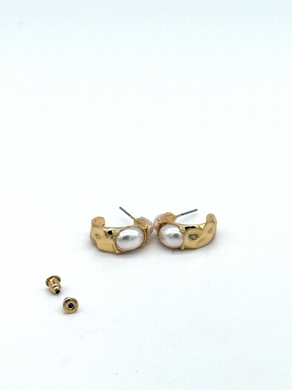 Gold Pearl Wrap Stud Earrings