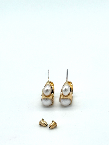 Gold Pearl Wrap Stud Earrings