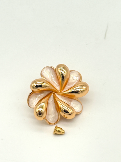 Gold Plated Pearl Floral Stud Earrings