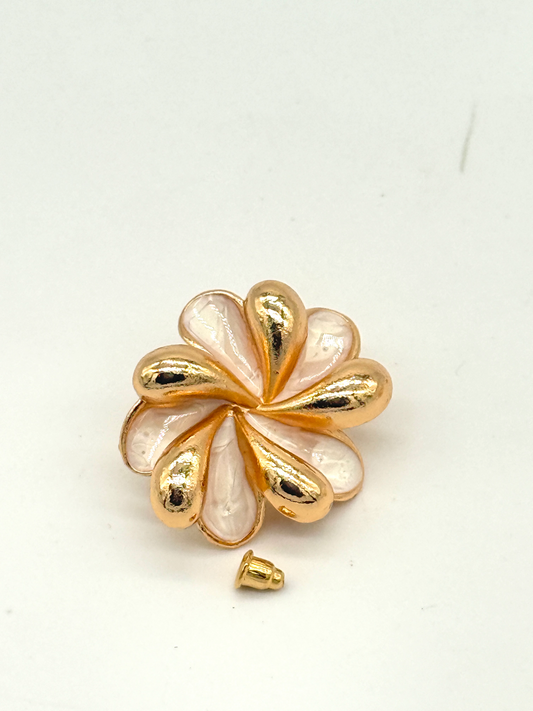 Gold Plated Pearl Floral Stud Earrings