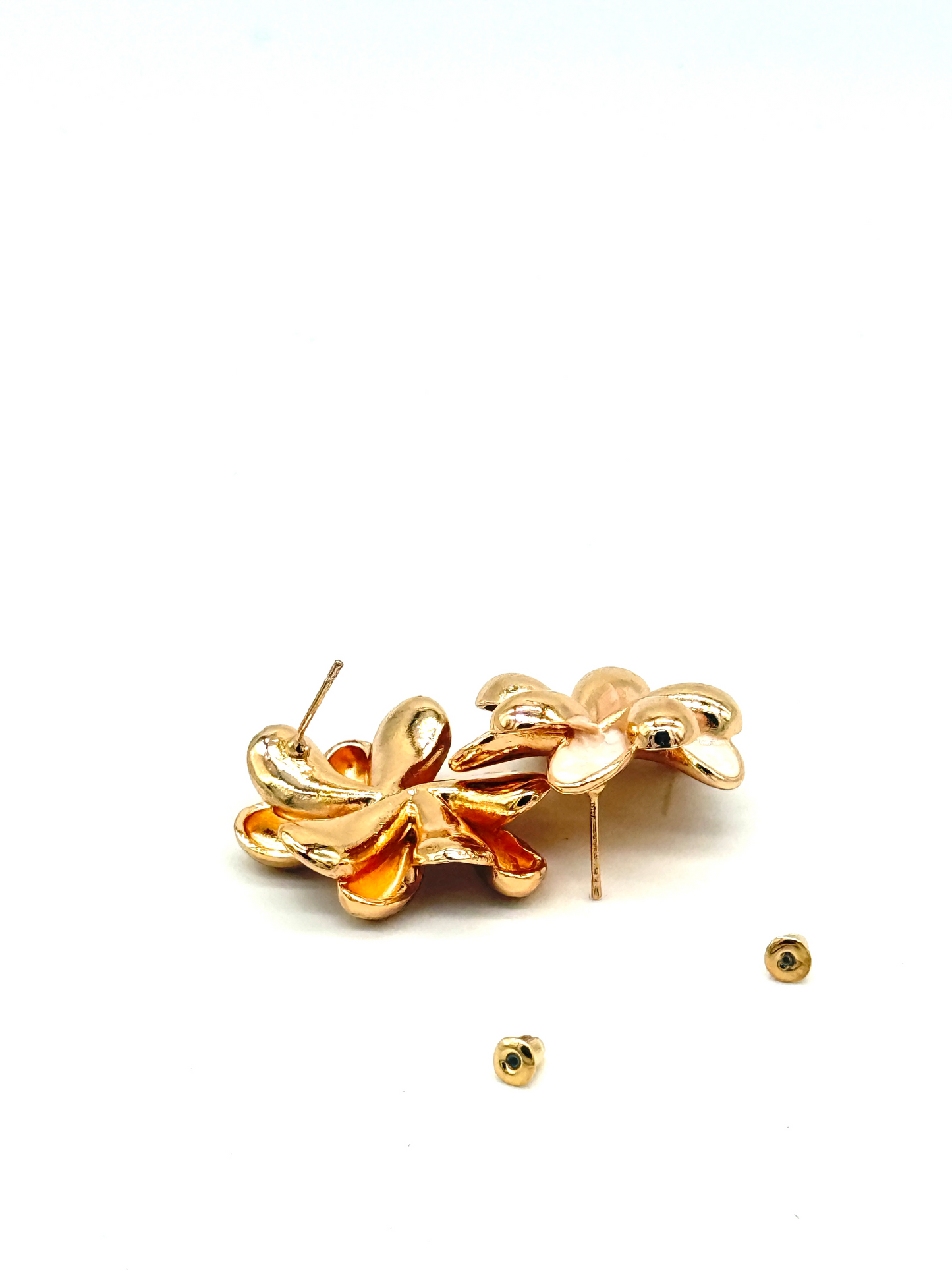 Gold Plated Pearl Floral Stud Earrings