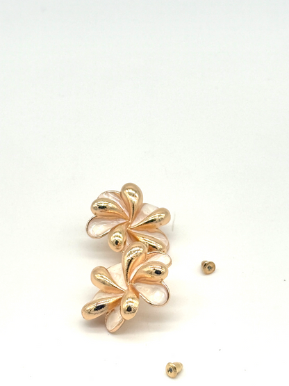 Gold Plated Pearl Floral Stud Earrings