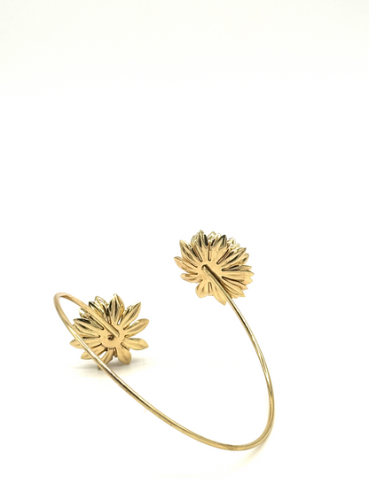 Gold Sunflower Bloom Cuff Bracelet
