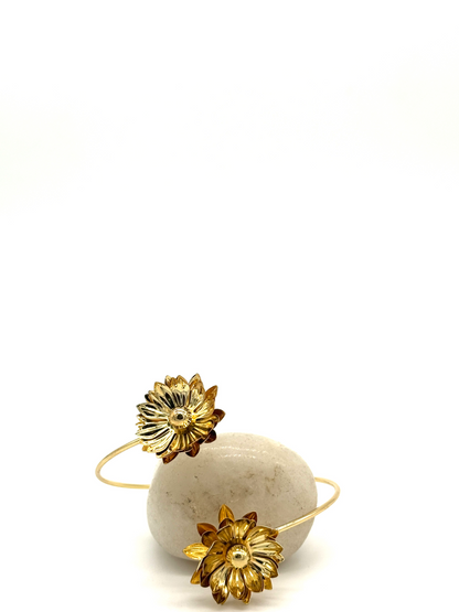 Gold Sunflower Bloom Cuff Bracelet