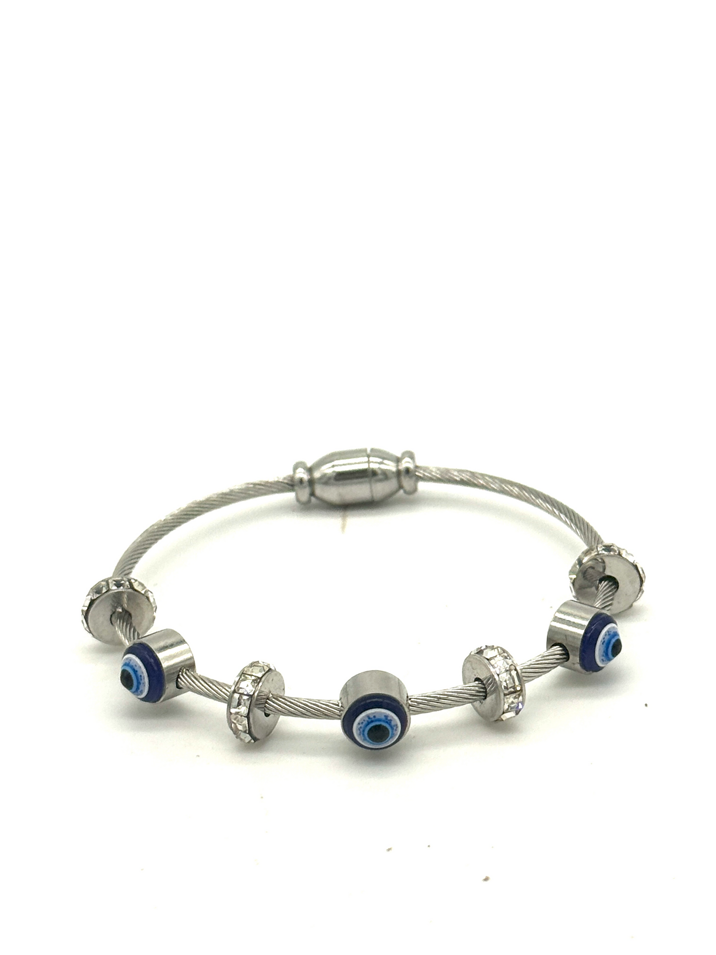 silver Evil Eye Charm Bracelet