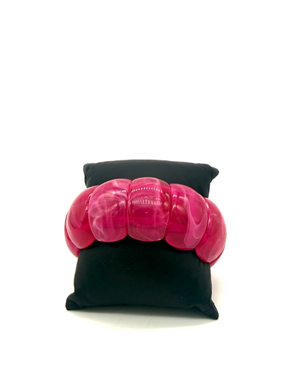 Hot Pink Chunky Resin Stretch Bracelet