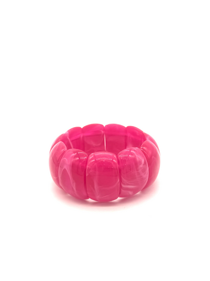 Hot Pink Chunky Resin Stretch Bracelet