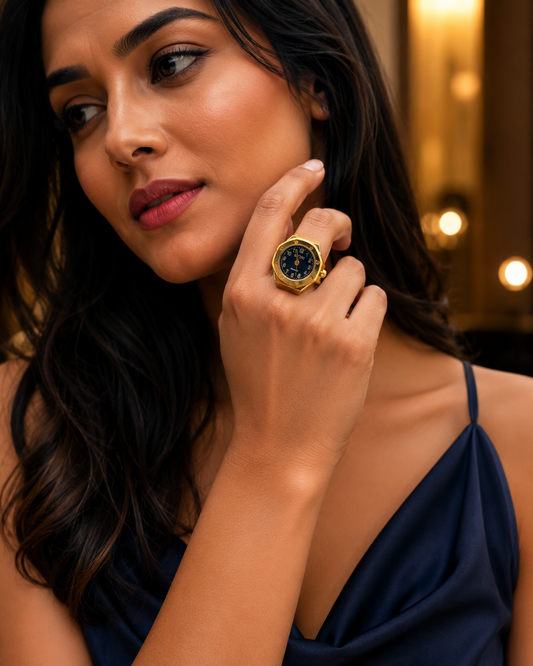 Golden + Black Finger Watch