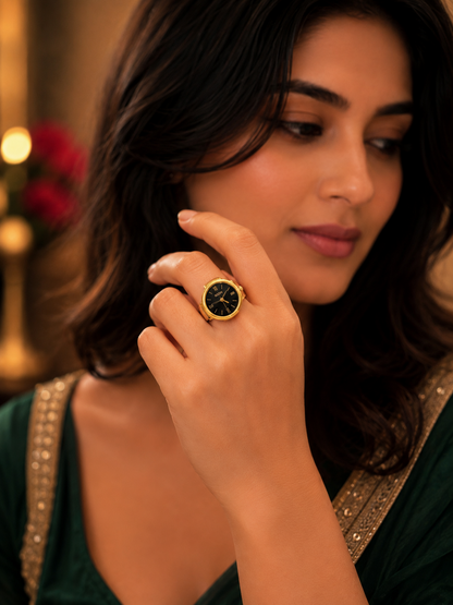 Black + Golden Finger Watch