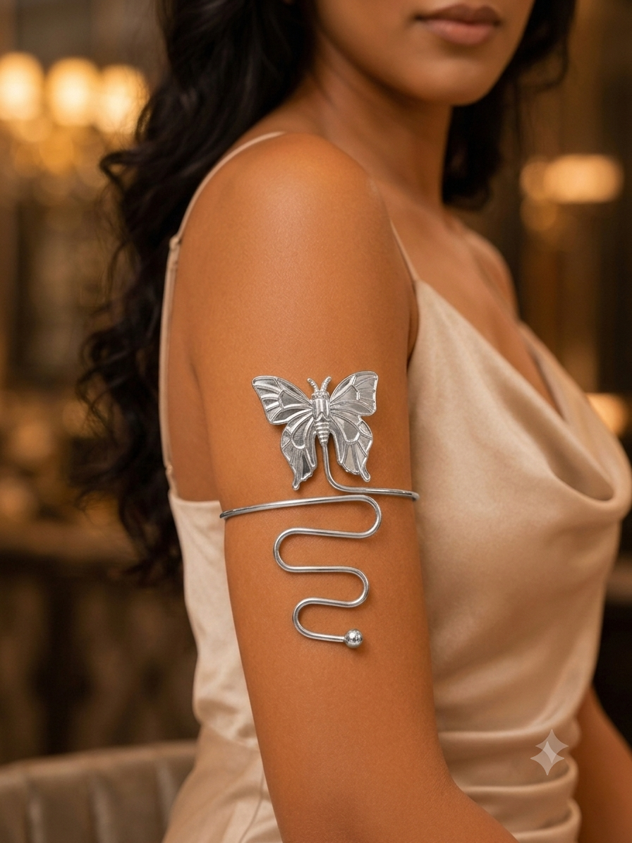 Silver Butterfly Wrap Cuff Bracelet