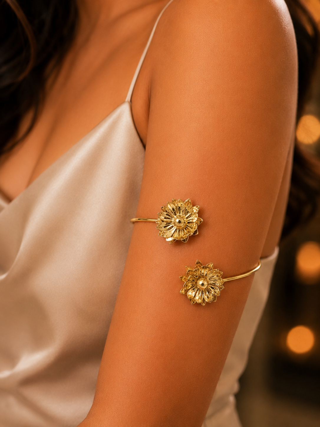 Gold Sunflower Bloom Cuff Bracelet
