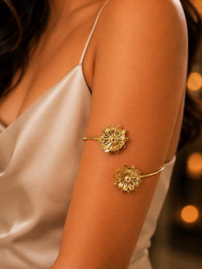 Gold Sunflower Bloom Cuff Bracelet