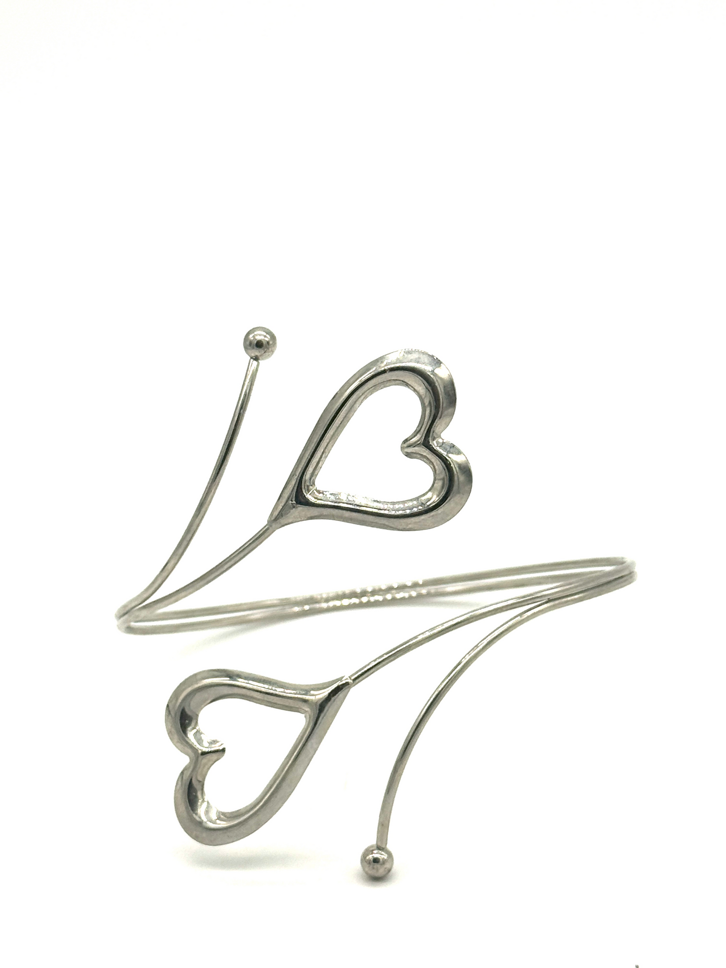 Silver Heart Wrap Cuff Bracelet