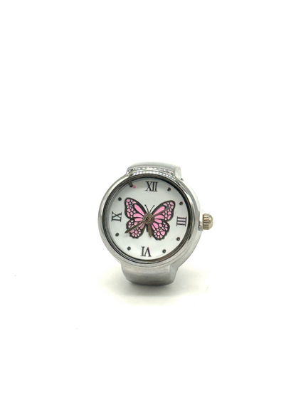 Silver + Pink Finger Watch