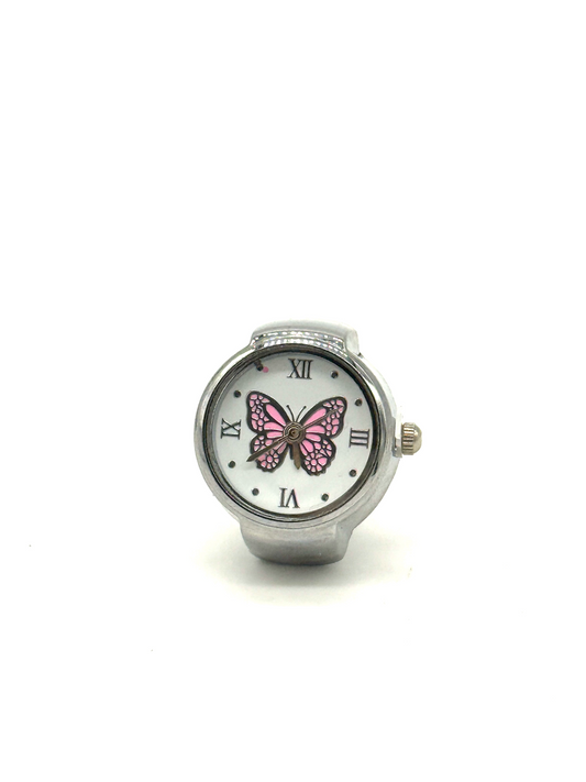 Silver + Pink Finger Watch