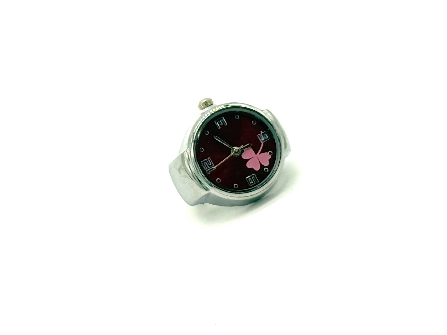 silver + Maroon Finger Watch