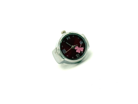 silver + Maroon Finger Watch